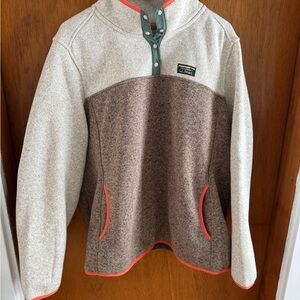 L.L. Bean Women's Sweater Fleece  in Cream and Brown
